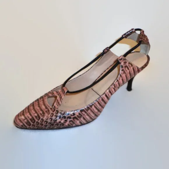 Elizabeth and James Pink Croc-Embossed Heels - Picture 6 of 6